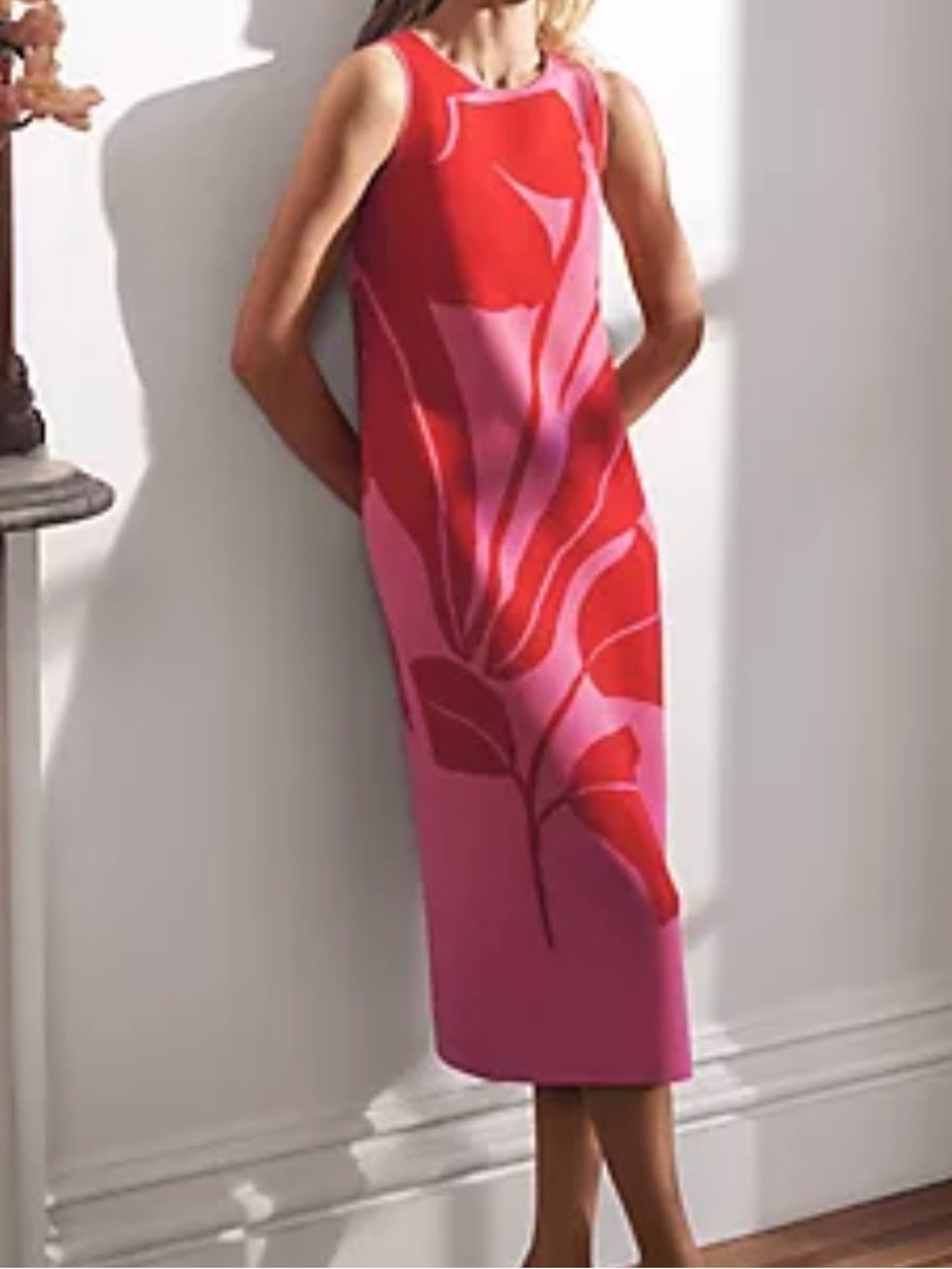 Ann Taylor Pink & Red Abstract Knit Top